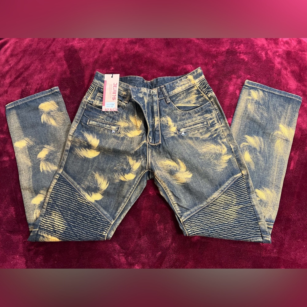 Brand new blue and gold fashion jeans